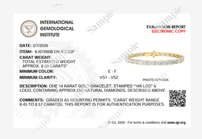 8.5CTW Oval Lab-Grown Diamond Prong East West Bracelet 34 Stones