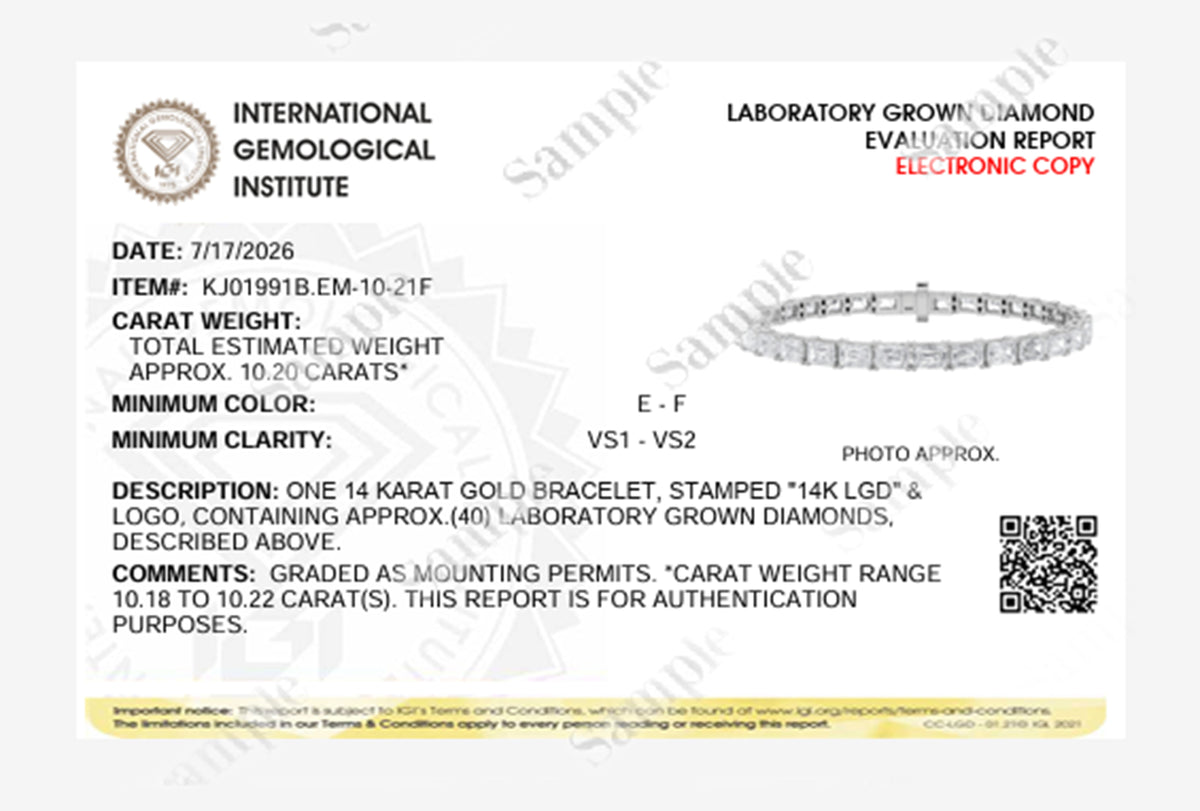 10CTW Emerald Lab-Grown Diamond Bracelet 40 Stones
