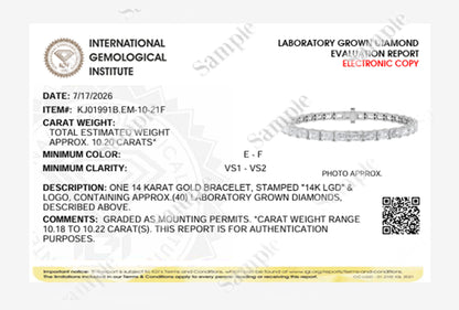 10CTW Emerald Lab-Grown Diamond Bracelet 40 Stones