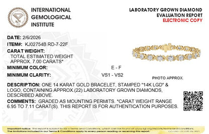 7CTW Round Lab-Grown Diamond Prong Bracelet 22 Stones