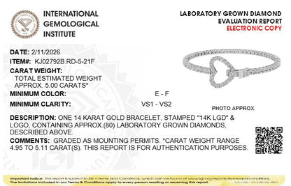 5CTW Round Lab-Grown Diamond Prong Bracelet 82 Stones