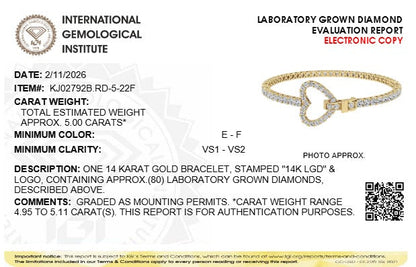 5CTW Round Lab-Grown Diamond Prong Bracelet 82 Stones