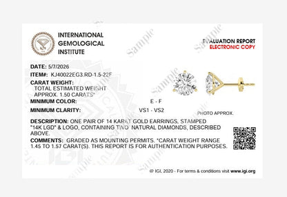 1.5CTW Round Lab-Grown Diamond Martini Stud Earrings 2 Stones