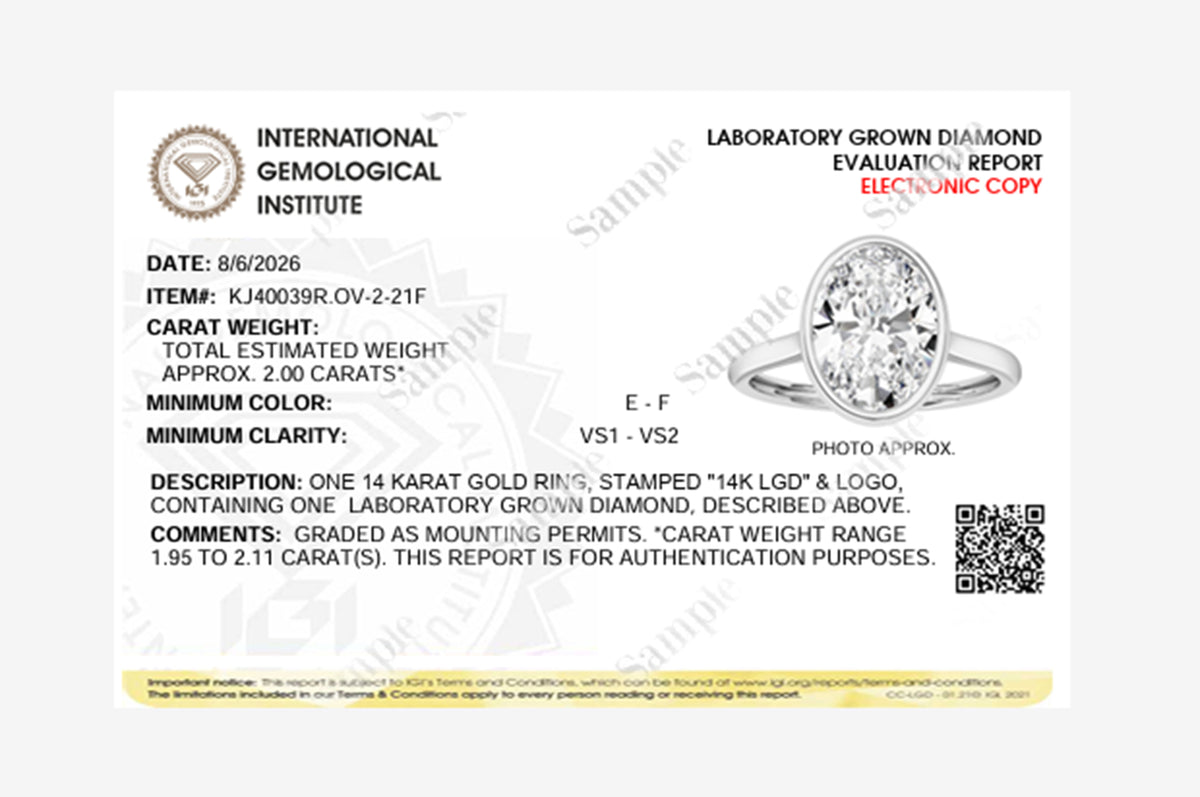 Oval Lab-Grown Diamond Bezel Ring 1 Stone