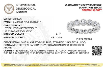 2.75CTW Round Lab-Grown Diamond Bezel Eternity Band Ring 4.3mm Width