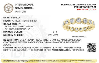 3.3CTW Round Lab-Grown Diamond Bezel Eternity Band Ring - Size 8