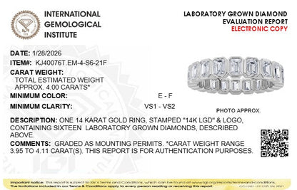 4CTW Emerald Lab-Grown Diamond Bezel Eternity Band Ring
