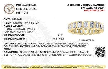 4CTW Emerald Lab-Grown Diamond Bezel Eternity Band Ring