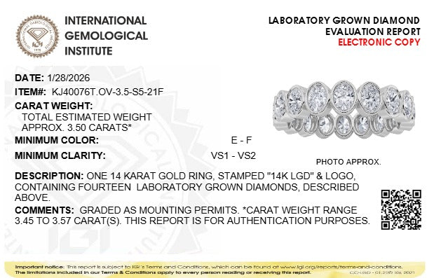 3.5CTW Oval Lab-Grown Diamond Bezel Eternity Band Ring 14 Stones