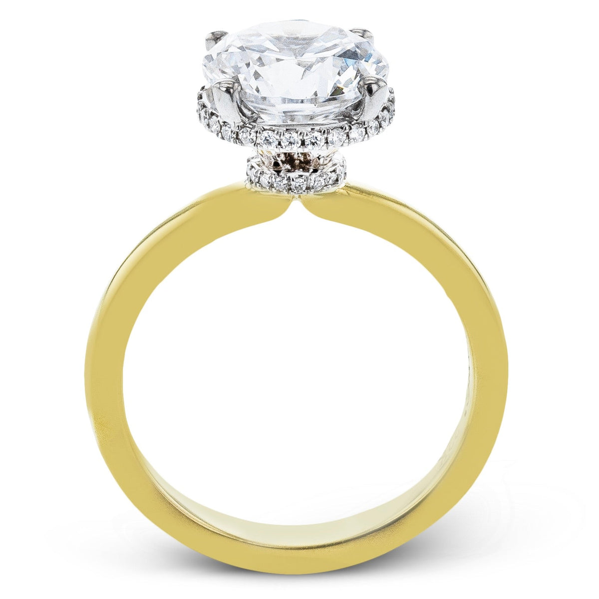 Round-cut Hidden Halo Engagement Ring In 18k Gold With Diamonds