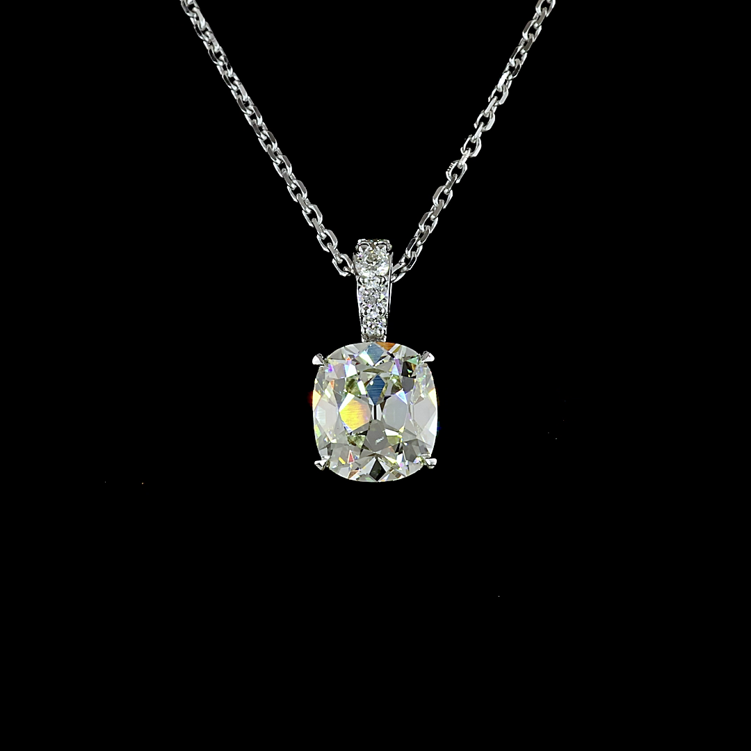 Pendant Antique Cushion 14K White Gold PD1019