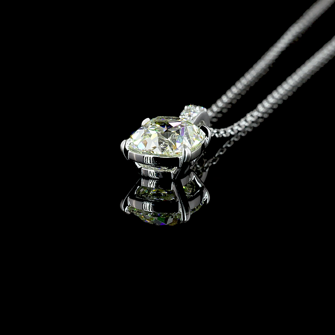 Pendant Antique Cushion 14K White Gold PD1019