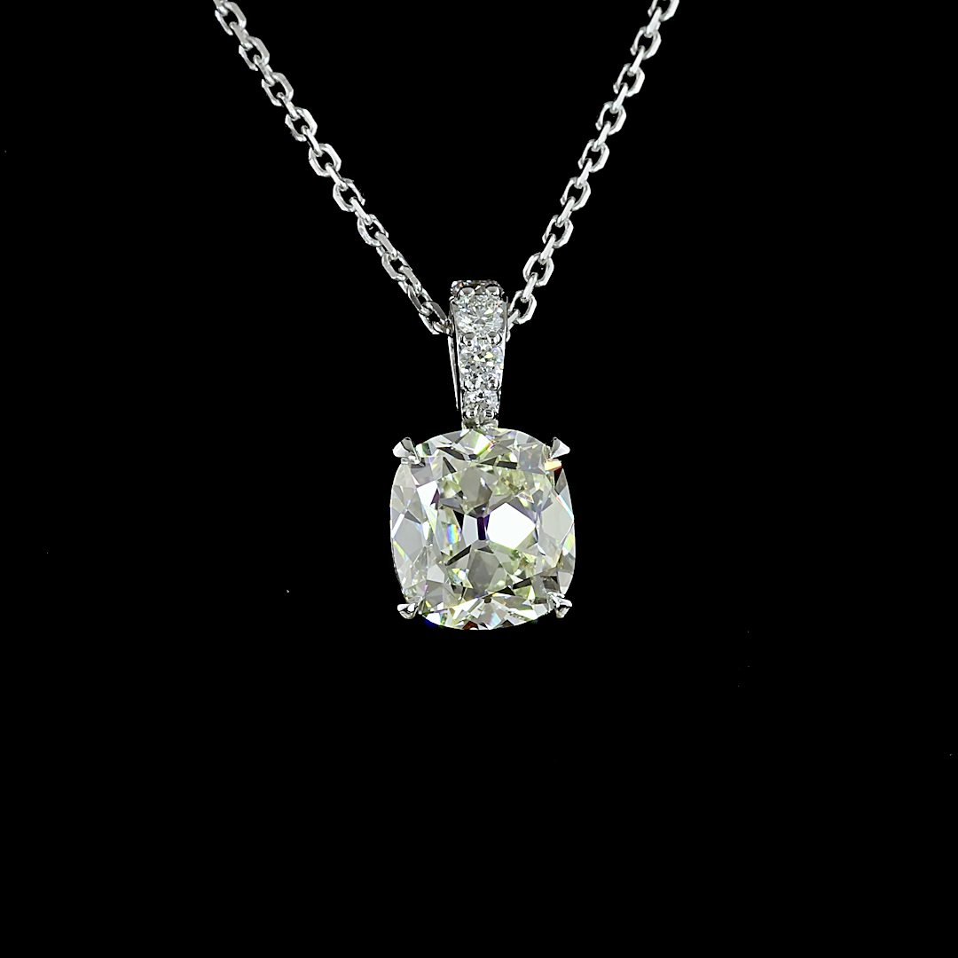 Pendant Square Antique Cushion 14K White Gold PD1025