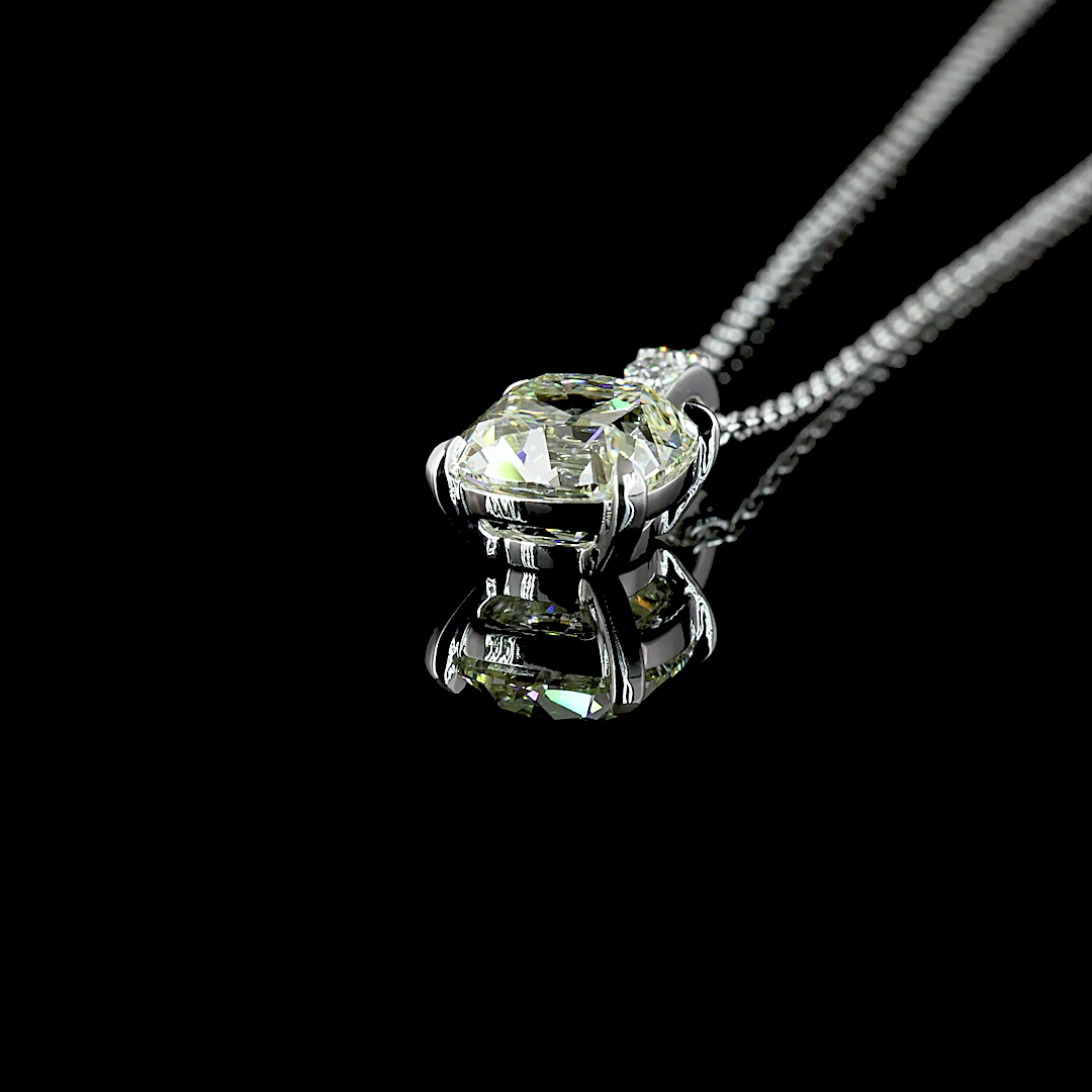 Pendant Square Antique Cushion 14K White Gold PD1025