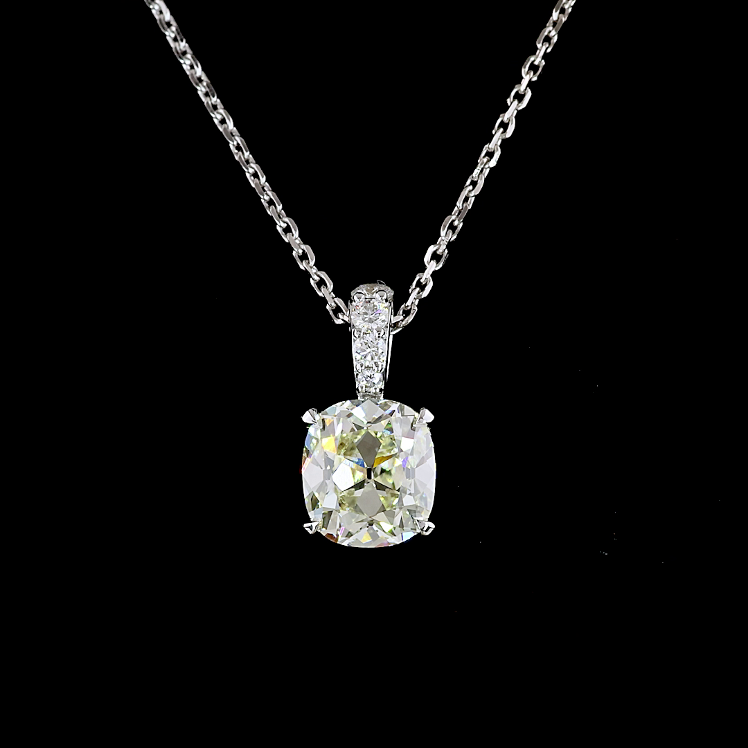 Pendant Antique Cushion 14K White Gold PD1033
