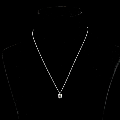 Solitaire Pendant Square Cushion Brilliant 14K White Gold PD1229