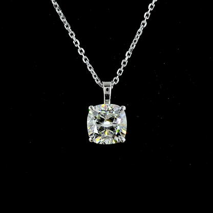 Solitaire Pendant Square Cushion Brilliant 14K White Gold PD1229