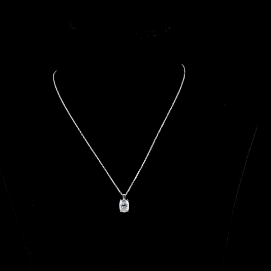 Solitaire Pendant Cushion Brilliant 14K White Gold PD1240