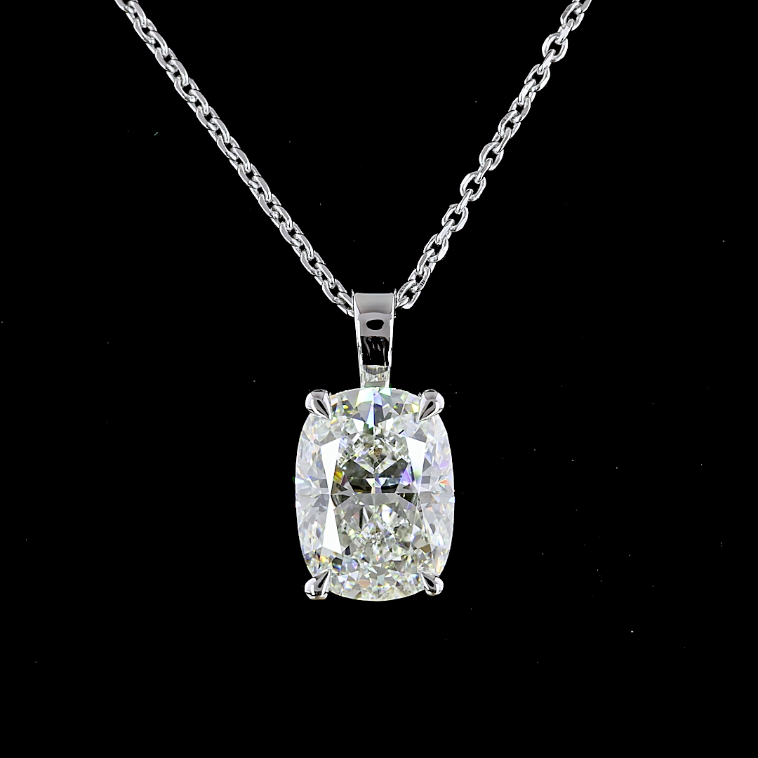 Solitaire Pendant Cushion Brilliant 14K White Gold PD1240