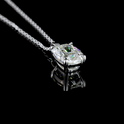Solitaire Pendant Cushion Brilliant 14K White Gold PD1240