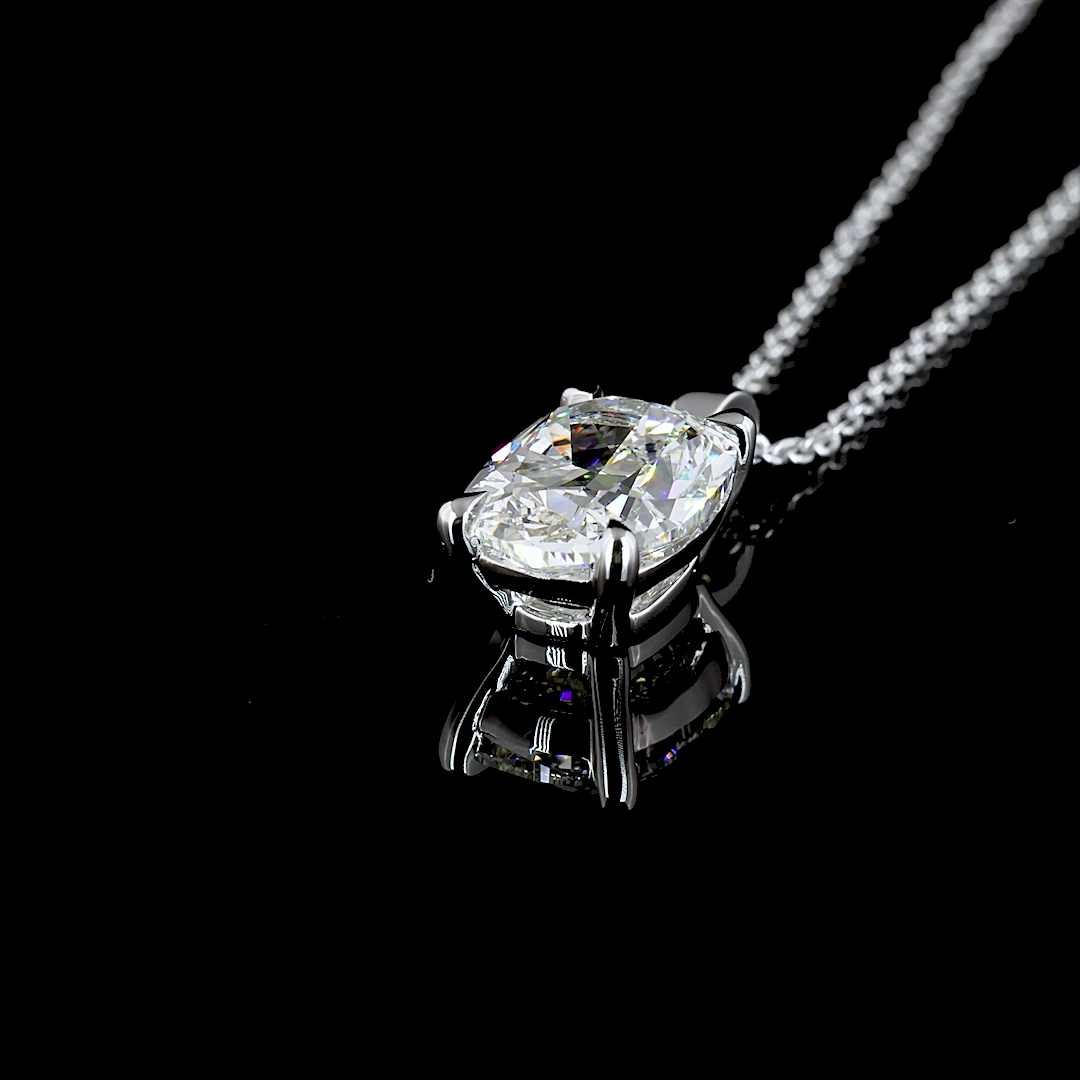 Solitaire Pendant Cushion Brilliant 14K White Gold PD1240