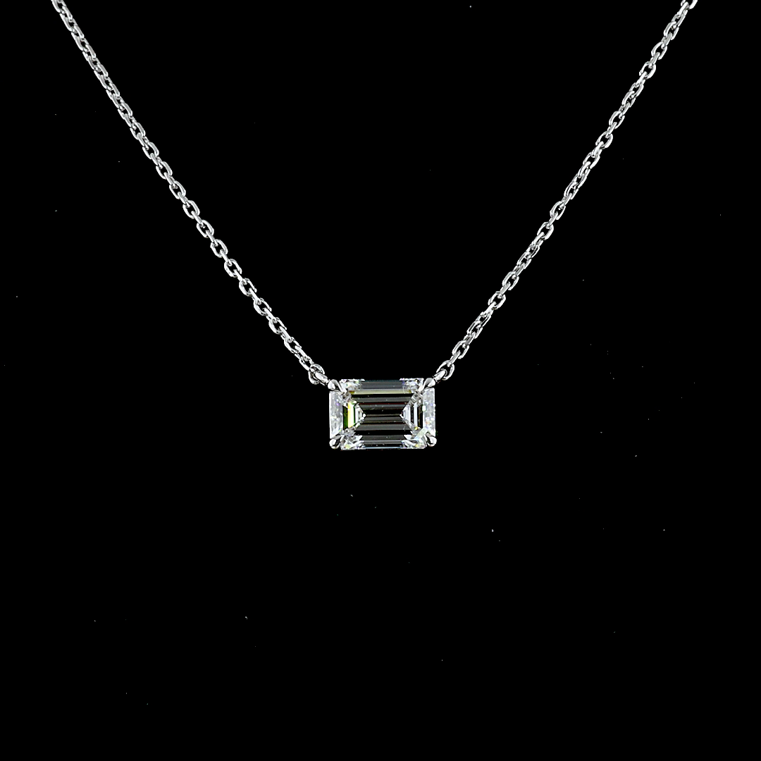Solitaire Pendant Emerald 14K White Gold PD1412