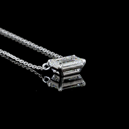 Solitaire Pendant Emerald 14K White Gold PD1412