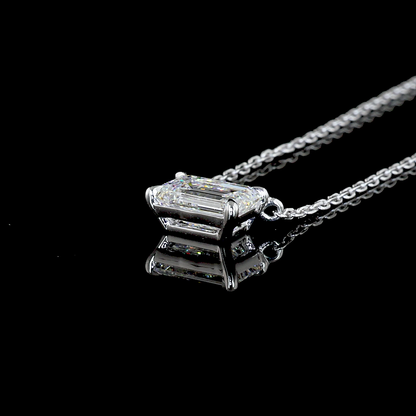 Solitaire Pendant Emerald 14K White Gold PD1412