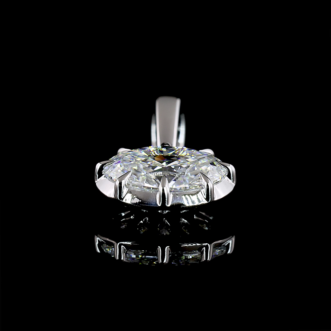 Solitaire Pendant Oval 14K White Gold PD1481