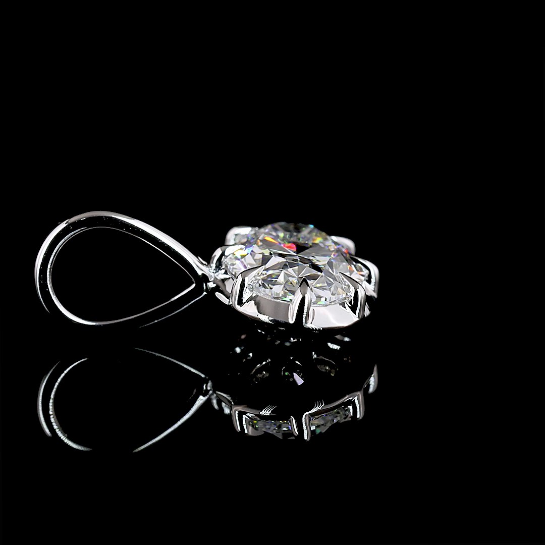 Solitaire Pendant Oval 14K White Gold PD1481