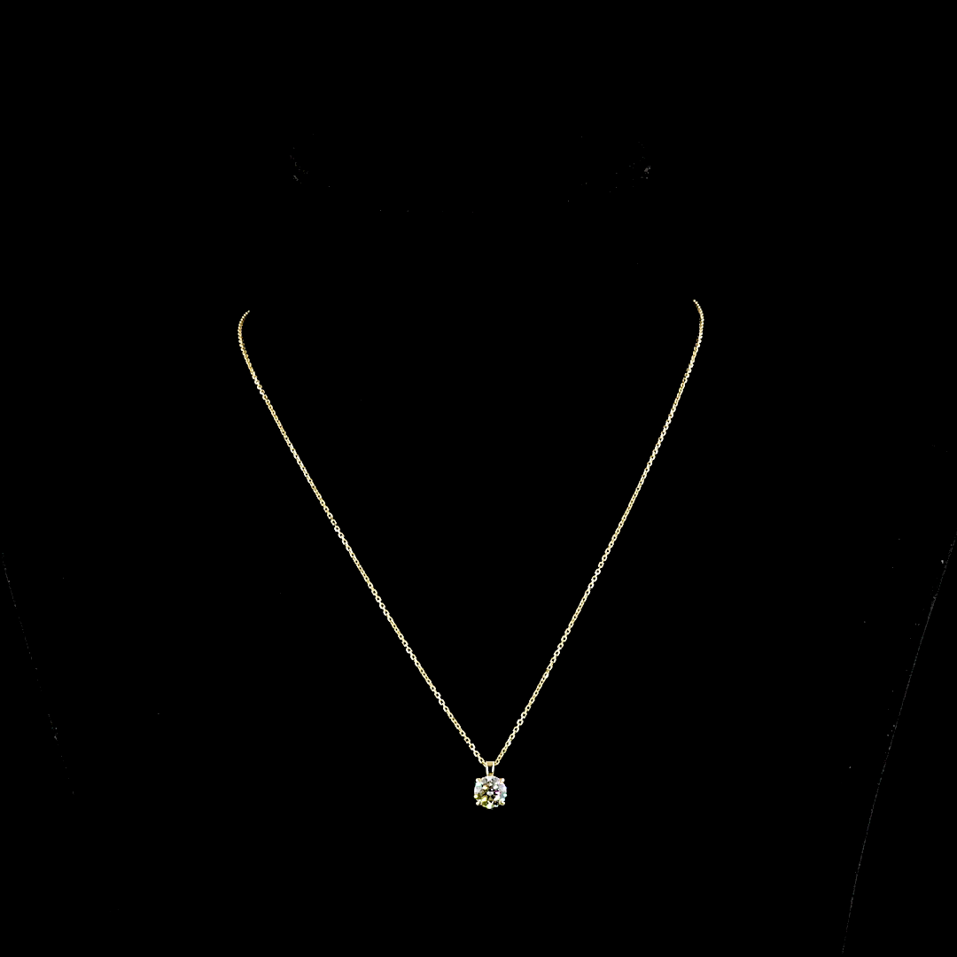 Solitaire Pendant Round 14K Yellow Gold PD1590