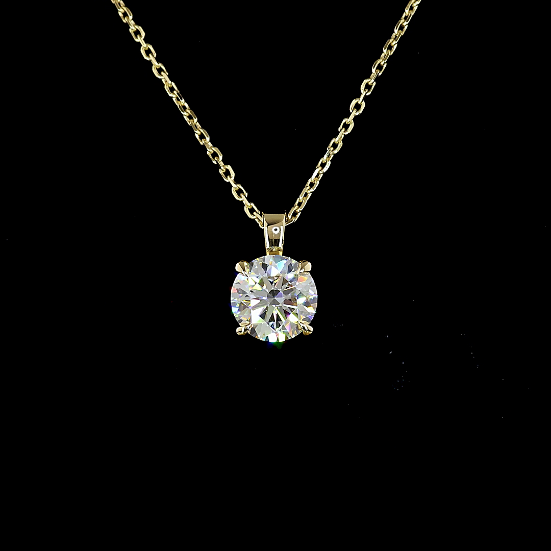 Solitaire Pendant Round 14K Yellow Gold PD1590