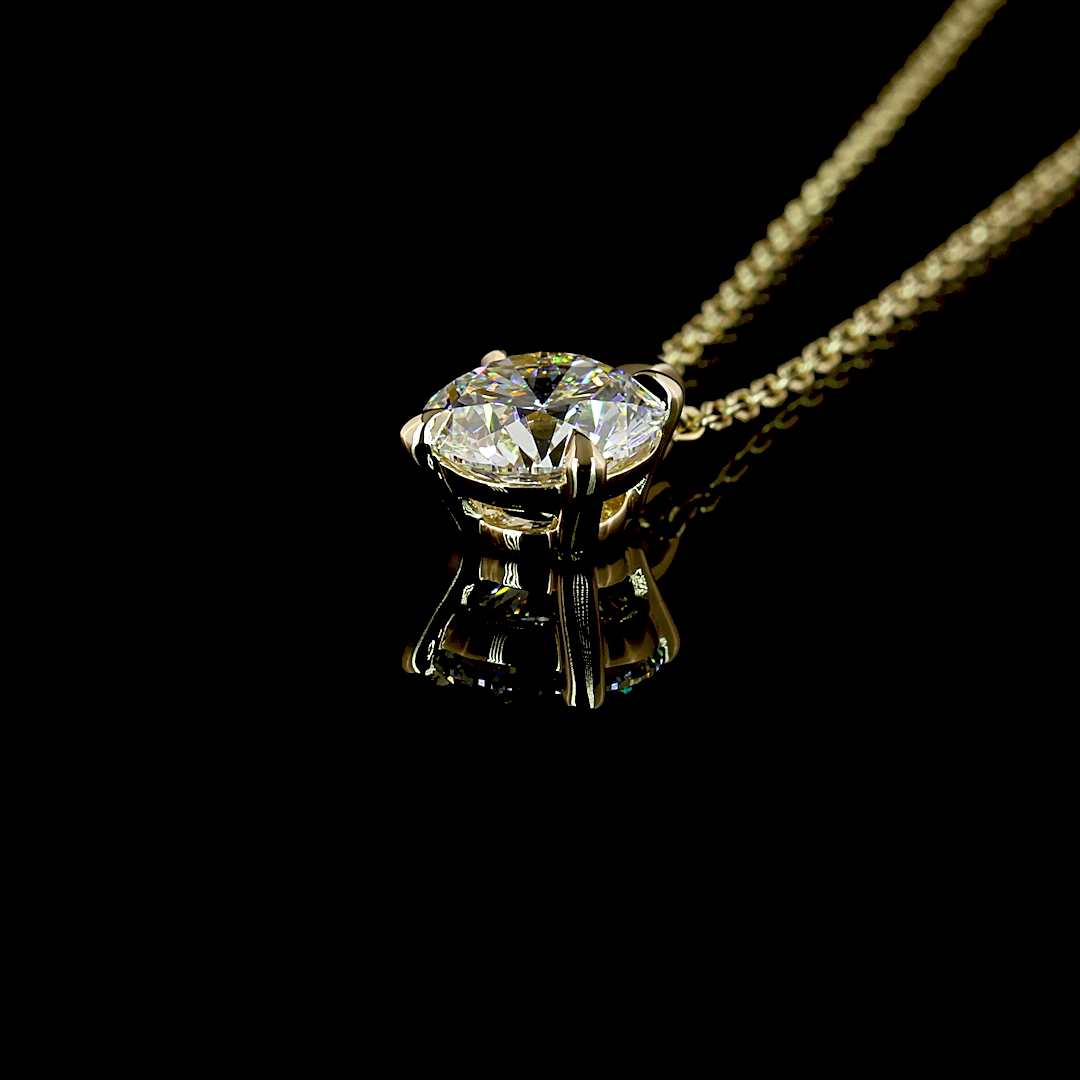 Solitaire Pendant Round 14K Yellow Gold PD1590