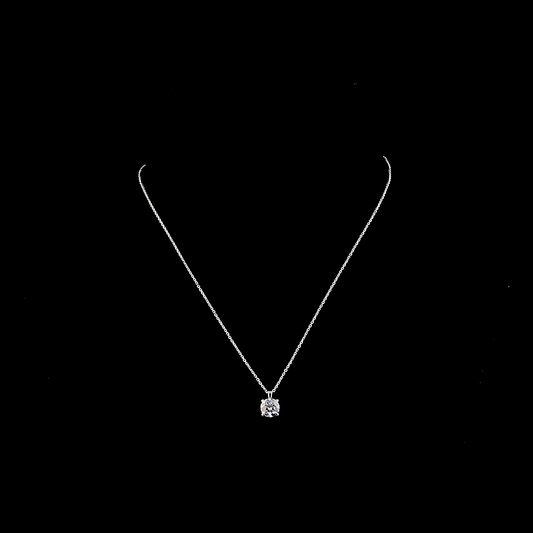 Solitaire Pendant Round 14K White Gold PD1595