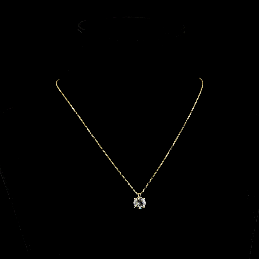Solitaire Pendant Round 14K Yellow Gold PD1611