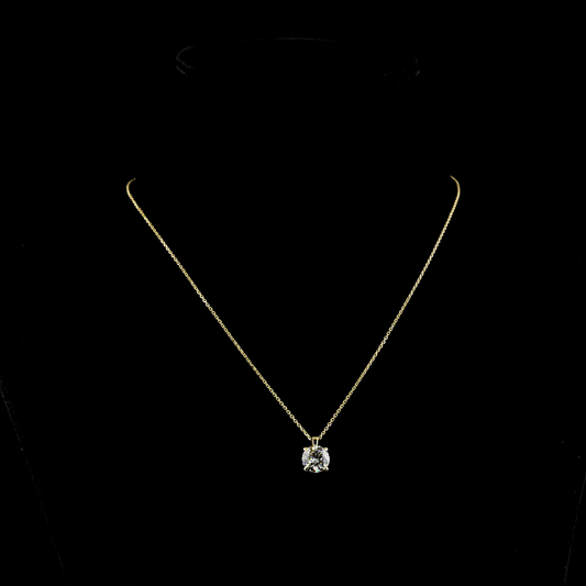Solitaire Pendant Round 14K Yellow Gold PD1611