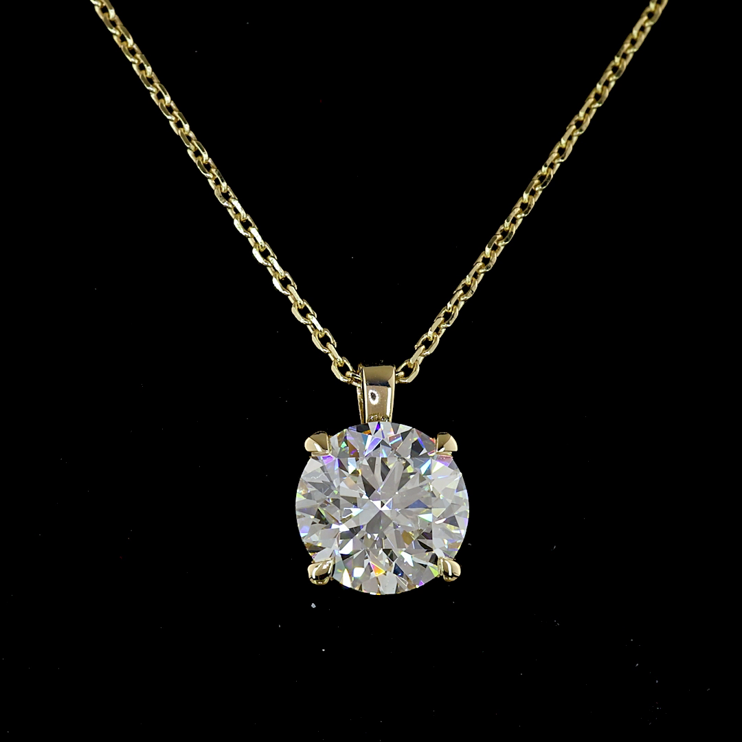 Solitaire Pendant Round 14K Yellow Gold PD1611