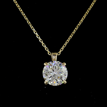 Solitaire Pendant Round 14K Yellow Gold PD1611