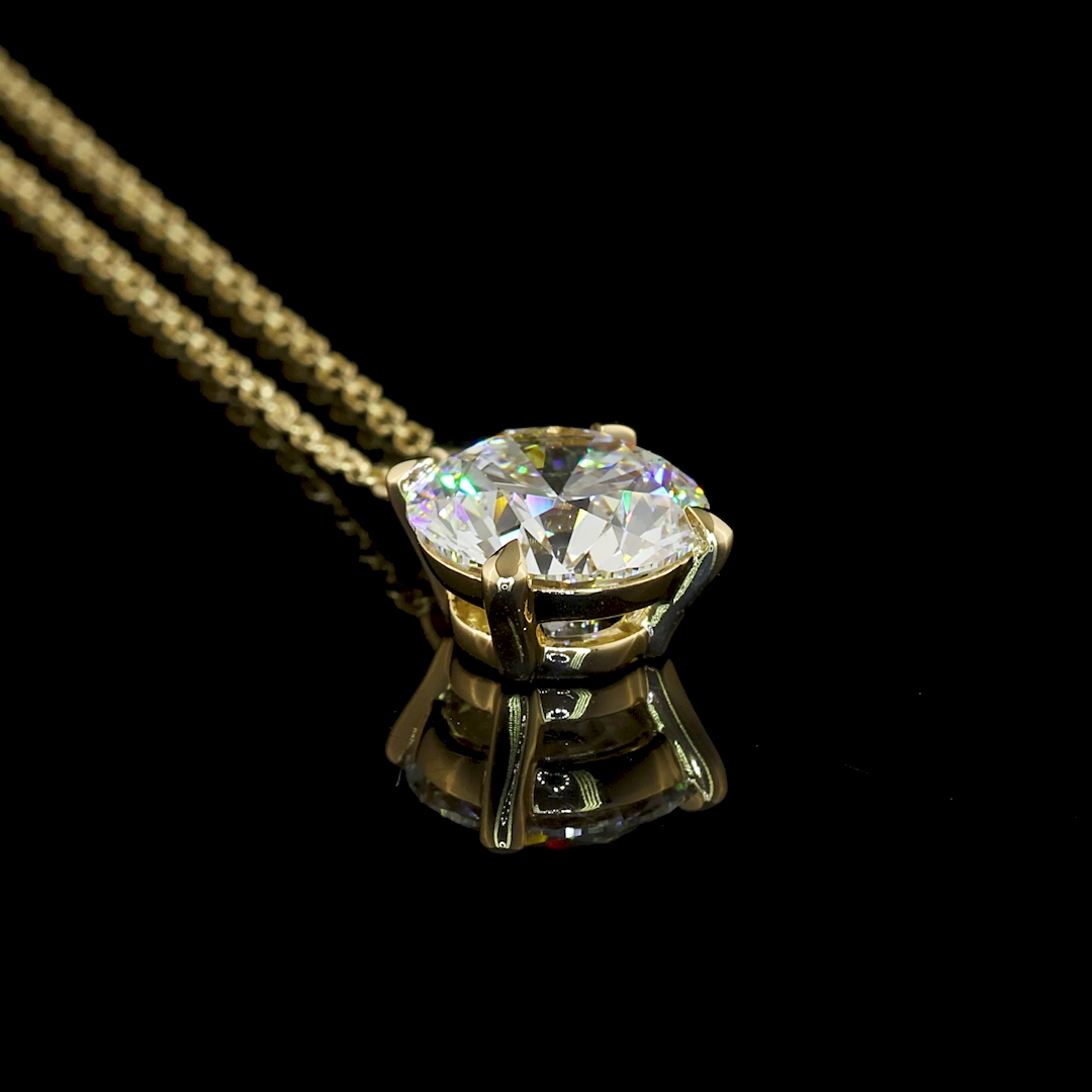 Solitaire Pendant Round 14K Yellow Gold PD1611