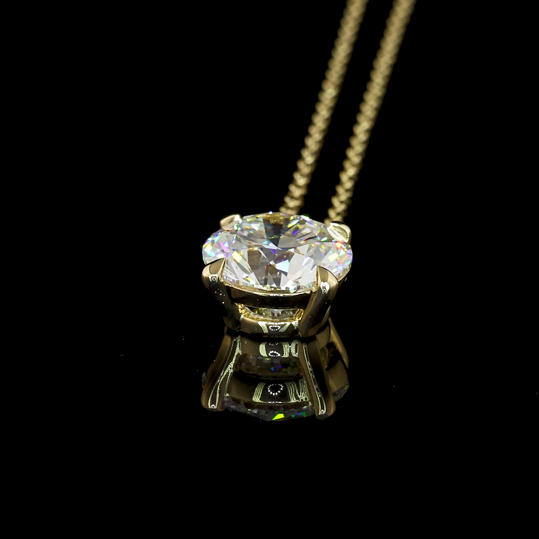 Solitaire Pendant Round 14K Yellow Gold PD1611