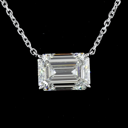 Solitaire Pendant Emerald 14K White Gold PD963