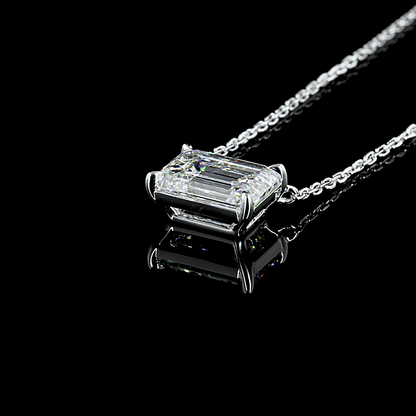 Solitaire Pendant Emerald 14K White Gold PD963