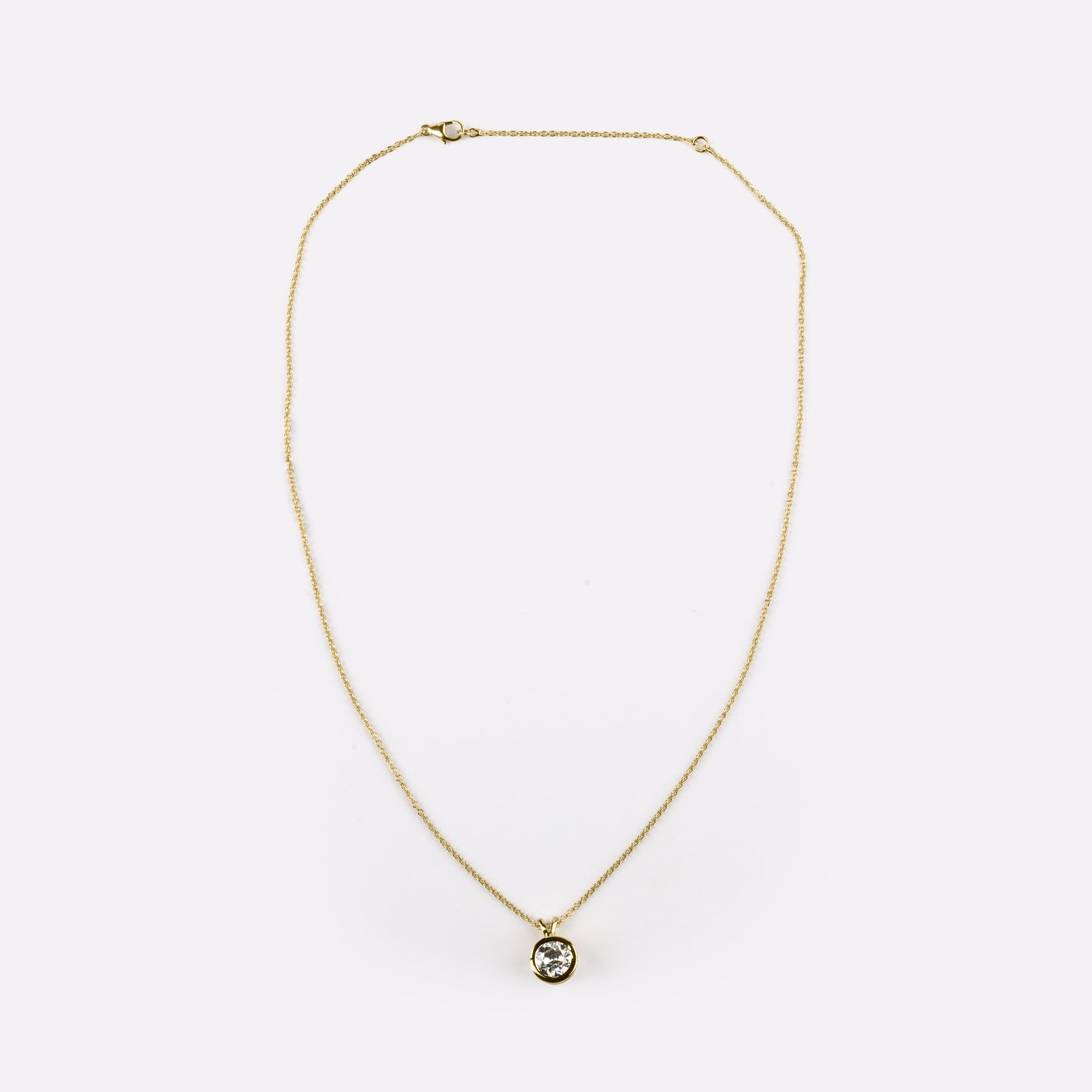 Solitaire Pendant Old European Brilliant 14K Yellow Gold PD137