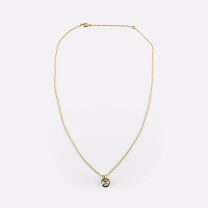 Solitaire Pendant Old European Brilliant 14K Yellow Gold PD137