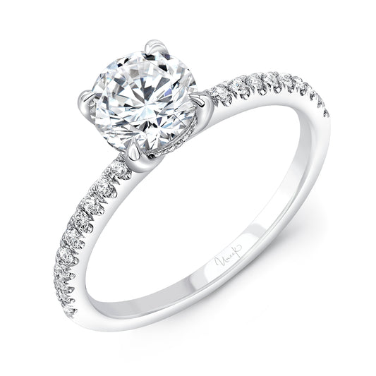 Uneek Engagement Ring 14K White Gold Round R024U