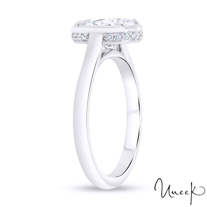 Uneek Bezel Oval Shaped Engagement Ring 18K Yellow Gold R102OV-150