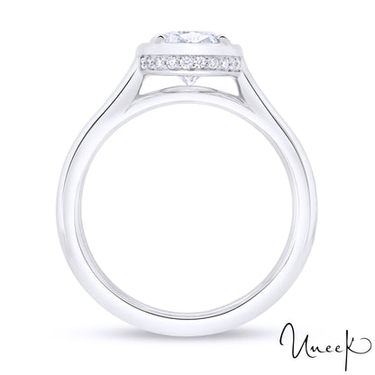 Uneek Bezel Oval Shaped Engagement Ring 18K Yellow Gold R102OV-150