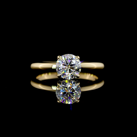 Solitaire Ring Round 14K Yellow Gold RG3558