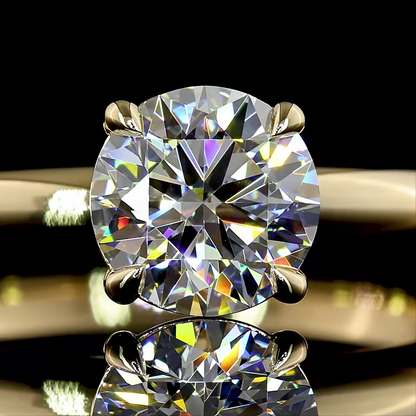 Solitaire Ring Round 14K Yellow Gold RG3558