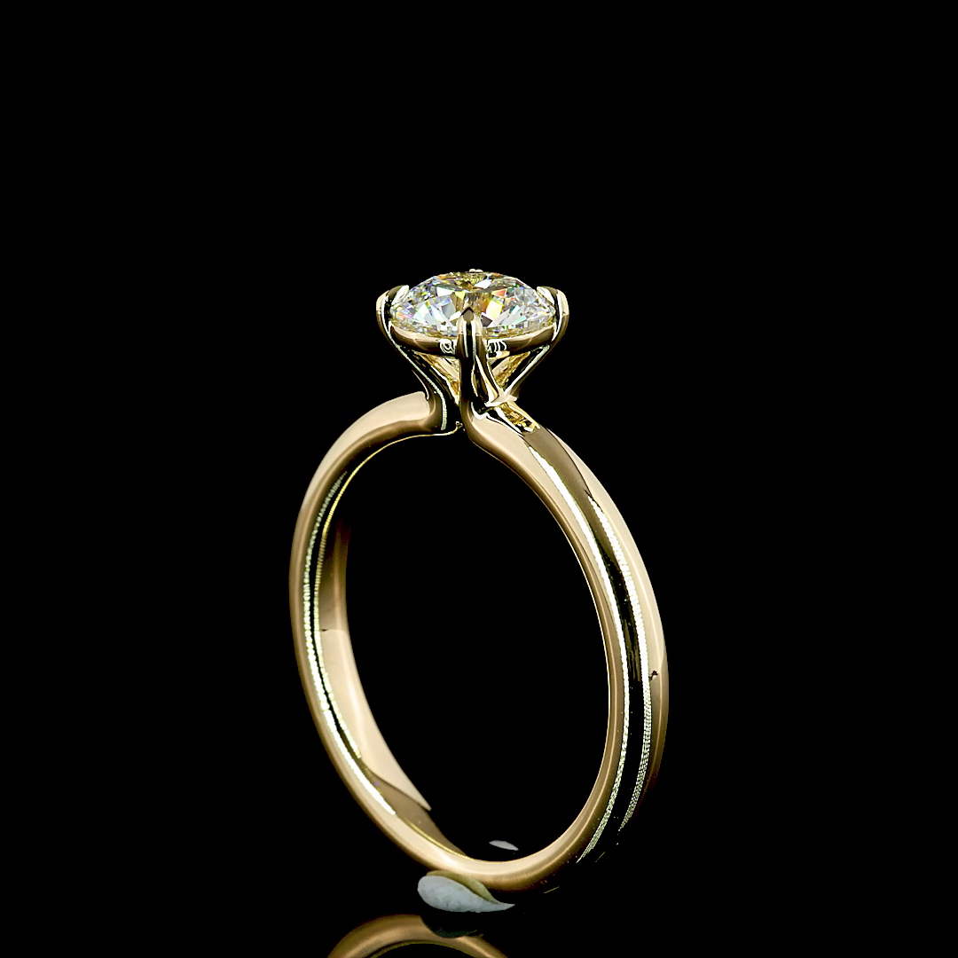 Solitaire Ring Round 14K Yellow Gold RG3558